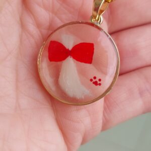 Jóia com Pêlos de Pet na Moldura de Ouro ou Prata.